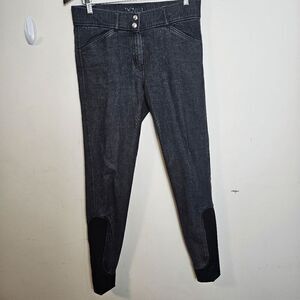 Dover Saddlery Windham Jersey Silicone Full Seat Breeches Pants Women's Gray/Bla